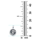 Sterling Silver Om Charm Pendant Round 925 Sterling Silver