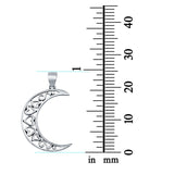 Crescent Moon & Hearts Pendant Charm 925 Sterling Silver (25mm)