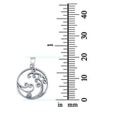 925 Sterling Silver Circle of Waves Pendant Charm