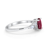 Art Deco Oval Wedding Ring Marquise Simulated Ruby CZ 925 Sterling Silver