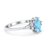 Vintage Style Wedding Ring Marquise Simulated Aquamarine CZ 925 Sterling Silver
