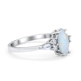 Vintage Style Wedding Ring Marquise Lab Created White Opal 925 Sterling Silver