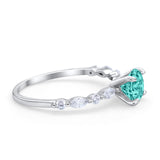 Art Deco Solitaire Wedding Ring Simulated Paraiba Tourmaline CZ 925 Sterling Silver