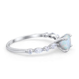 Art Deco Solitaire Wedding Ring Lab Created White Opal 925 Sterling Silver