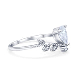 Midi V Style Teardrop Wedding Ring Pear Round Cubic Zirconia 925 Sterling Silver