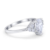 Art Deco Teardrop Pear Wedding Ring Round Cubic Zirconia 925 Sterling Silver