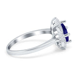 Vintage Princess Cut Wedding Ring Simulated Blue Sapphire CZ 925 Sterling Silver