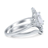 Two Piece Art Deco Engagement Ring Simulated Cubic Zirconia 925 Sterling Silver