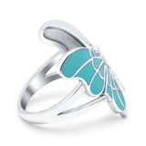 Beautiful Butterfly Ring Solitaire Simulated Turquoise 925 Sterling Silver