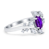 Oval Marquise Simulated Amethyst CZ Wedding Ring 925 Sterling Silver