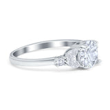 Art Deco Engagement Ring Round Simulated Cubic Zirconia 925 Sterling Silver