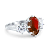 Oval Art Deco Engagement Ring Simulated Garnet CZ 925 Sterling Silver