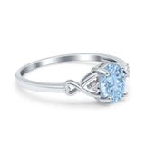 Oval Filigree Infinity Engagement Ring Simulated Aquamarine CZ 925 Sterling Silver