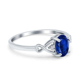 Oval Filigree Infinity Engagement Ring Simulated Blue Sapphire CZ 925 Sterling Silver