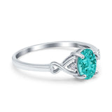 Oval Filigree Infinity Engagement Ring Simulated Paraiba Tourmaline CZ 925 Sterling Silver