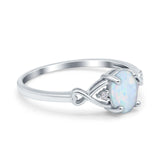 Oval Filigree Infinity Engagement Ring Lab Created White Opal 925 Sterling Silver