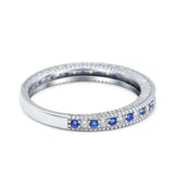 Half Eternity Band Stacking Engagement Ring Simulated Blue Sapphire CZ 925 Sterling Silver