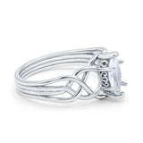 Art Deco Crisscross Wedding Ring Marquise Simulated Cubic Zirconia 925 Sterling Silver