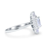 Emerald Cut Vintage Wedding Ring Simulated Cubic Zirconia 925 Sterling Silver