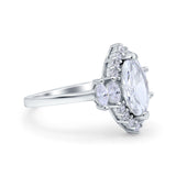 Marquise Vintage Wedding Ring Simulated Cubic Zirconia 925 Sterling Silver