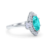 Marquise Vintage Wedding Ring Simulated Paraiba Tourmaline CZ 925 Sterling Silver