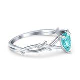 Infinity Pear Vintage Wedding Ring Simulated Paraiba Tourmaline CZ 925 Sterling Silver