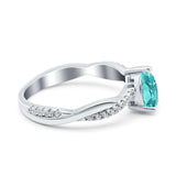 Pear Art Deco Wedding Ring Twisted Simulated Paraiba Tourmaline CZ 925 Sterling Silver