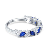 Art Deco Eternity Marquise Wedding Band Ring Simulated Blue Sapphire CZ 925 Sterling Silver