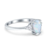 Teardrop Pear Art Deco Engagement Wedding Bridal Ring Round Lab Created White Opal 925 Sterling Silver