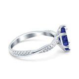 Infinity Twist Marquise Wedding Ring Simulated Blue Sapphire CZ 925 Sterling Silver