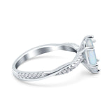 Infinity Twist Marquise Wedding Ring Lab Created White Opal 925 Sterling Silver