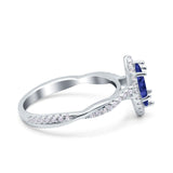 Infinity Twist Marquise Vintage Wedding Ring Simulated Blue Sapphire CZ 925 Sterling Silver