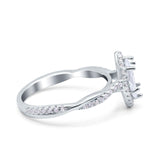 Infinity Twist Marquise Vintage Wedding Ring Simulated Cubic Zirconia 925 Sterling Silver