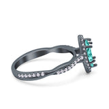 Infinity Twist Marquise Wedding Ring Black Tone, Simulated Paraiba Tourmaline CZ 925 Sterling Silver