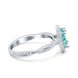 Infinity Twist Marquise Vintage Wedding Ring Simulated Paraiba Tourmaline CZ 925 Sterling Silver