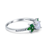 Marquise Wedding Ring Green Emerald Simulated Cubic Zirconia 925 Sterling Silver
