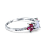 Marquise Wedding Ring Ruby Simulated Cubic Zirconia 925 Sterling Silver