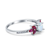 Marquise Wedding Ring Ruby Lab Created White Opal 925 Sterling Silver
