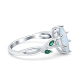 Infinity Twist Emerald Marquise Wedding Ring Lab Created White Opal 925 Sterling Silver