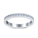 Full Eternity Stackable Band Wedding Ring Simulated CZ 925 Sterling Silver