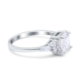 Cushion Cut Art Deco Engagement Ring Simulated Cubic Zirconia 925 Sterling Silver