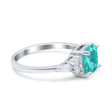 Cushion Cut Art Deco Engagement Ring Simulated Paraiba Tourmaline CZ 925 Sterling Silver