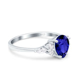 Teardrop Pear Art Deco Wedding Ring Simulated Blue Sapphire CZ 925 Sterling Silver