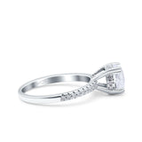 Art Deco Wedding Bridal Ring Half Eternity Round Simulated Cubic Zirconia 925 Sterling Silver