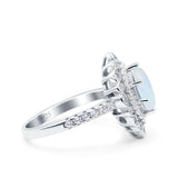 Vintage Style Solitaire Accent Marquise Wedding Ring Lab Created White Opal 925 Sterling Silver