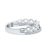 Half Eternity Infinity Twisted Shank Wedding Ring Band Simulated Cubic Zirconia 925 Sterling Silver