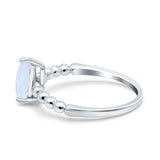 Teardrop Art Deco Pear Wedding Ring Lab Created White Opal 925 Sterling Silver