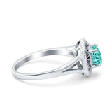 Celtic Halo Engagement Ring Round Simulated Paraiba Tourmaline CZ 925 Sterling Silver