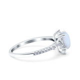 Starburst Teardrop Art Deco Pear Wedding Ring Lab Created White Opal 925 Sterling Silver
