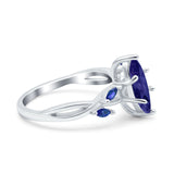 Infinity Twist Sapphire Marquise Wedding Ring Simulated Blue Sapphire CZ 925 Sterling Silver